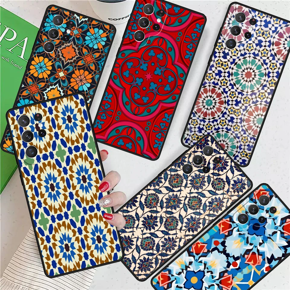 Moroccan Mosai Tile Pattern For Samsung Galaxy S24 Ultra S21 S22 S8 S9 S10E Note 10 20 Plus FE S23 Phone case Cover Coque