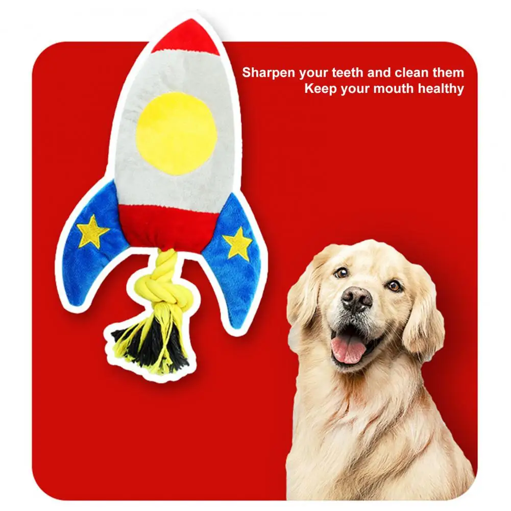 High-quality Dog Toy Plush Pet Toy Set Cartoon Airplane Rocket Shape Bite-resistant Squeaky Doll for Dogs Cats Funny Chew Sound