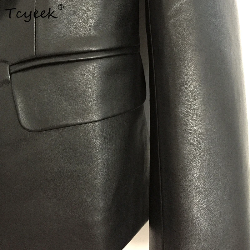 Tcyeek Echt lederjacke Frauen Kleidung Echt lederjacken Blazer Oberbekleidung elegante weiche schwarze Schaffell Mantel