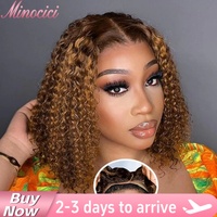 Highlight Glueless Curly Bob Wig Human Hair 100% Ready To Wear 5x5 Hd Lace Closure Deep Wave Curly Real Human Hair Wig For Women