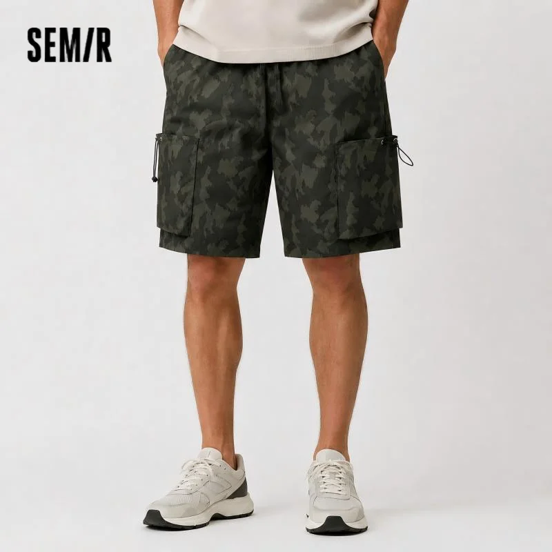 Semir Outdoor Camo Print Cargo Shorts Men 2025 Summer New Loose Straight Leg Military Style Shorts
