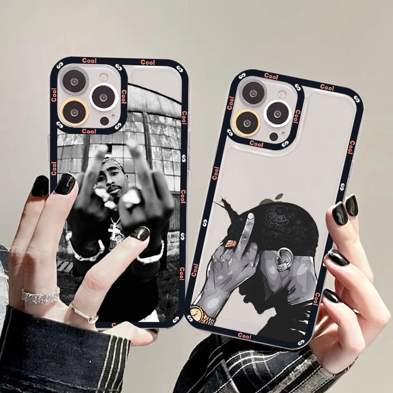 Rapper 2pac Singer Tupac Phone Case For IPhone 11 12 13 14 Mini Pro Max XR X XS TPU Clear Case For 8 7 6 Plus SE 2020