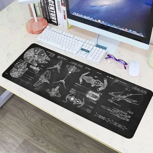 Alfombrilla de ratón grande para consola de ciencia ficción espacial, alfombrilla de ratón XXL de 90x40cm, alfombrillas antideslizantes de goma para teclado de juegos, accesorios para juegos