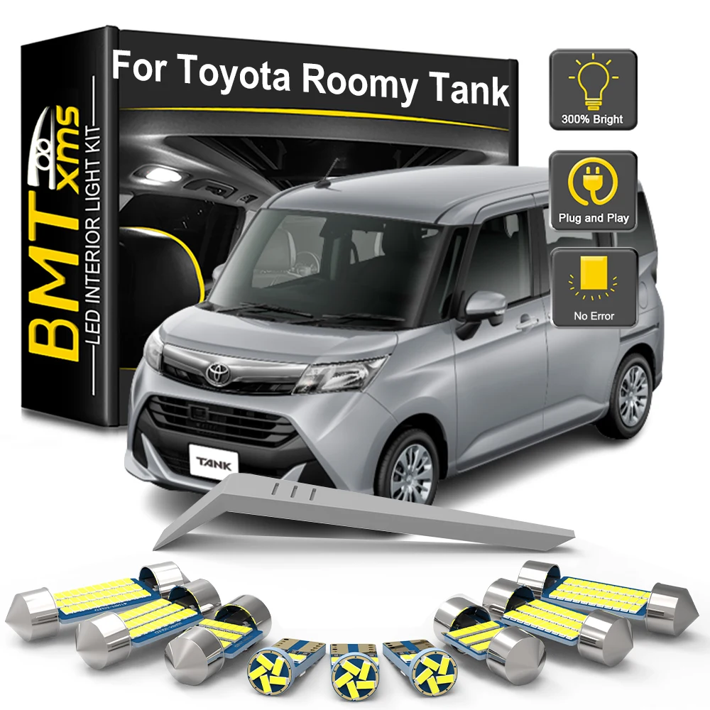 

BMTxms 12Pcs Car LED Interior Light Bulb Kit For Toyota Roomy Tank 2016 2017 2018 2019 2020 2021 Dome Reading Trunk Canbus