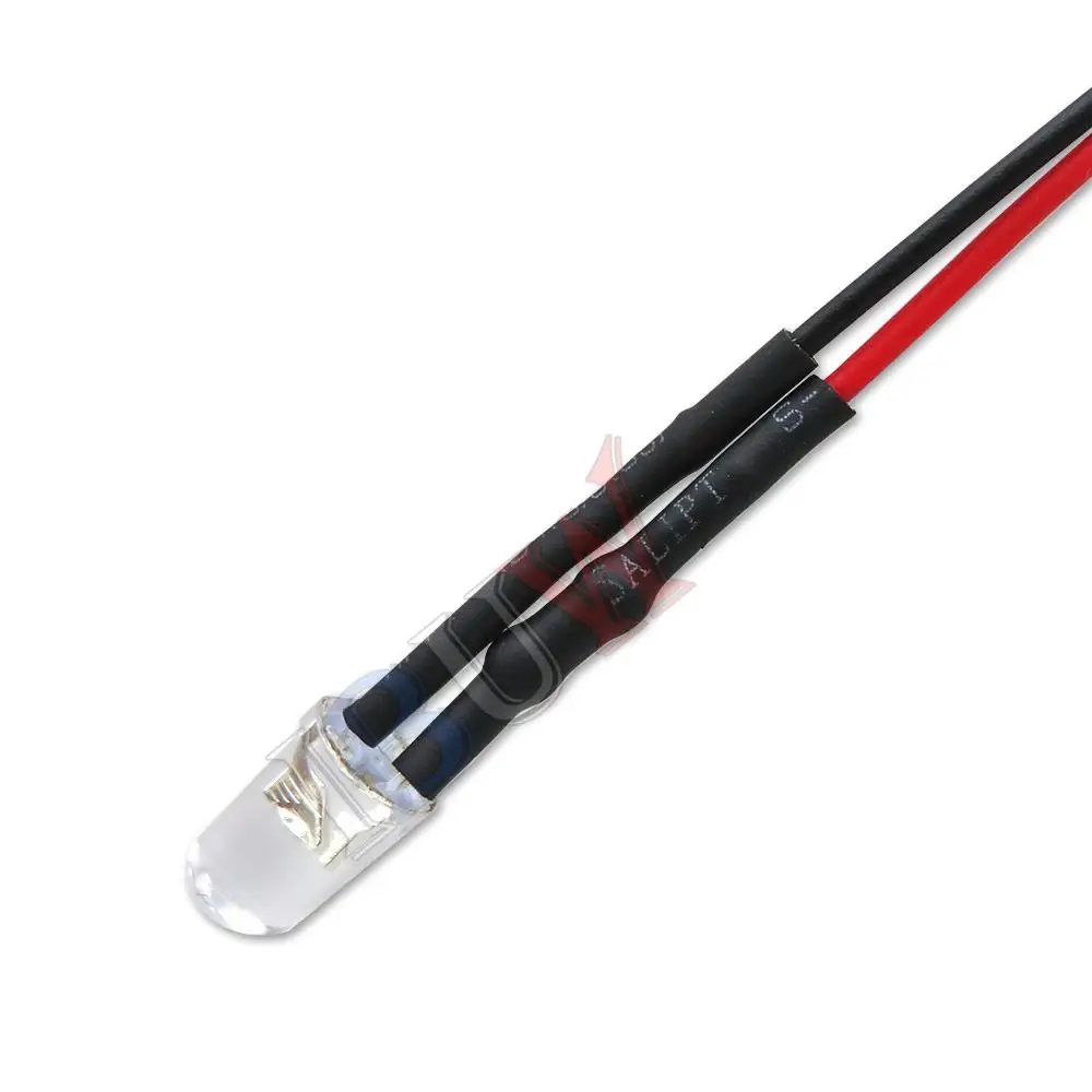 10 szt. Żarówka lampa ledowa 3mm 5mm z przewodem 3V 6V 12V 12V wstępnie okablowana diody świecące przezroczysty żółty niebiesko-zielona biała czerwona