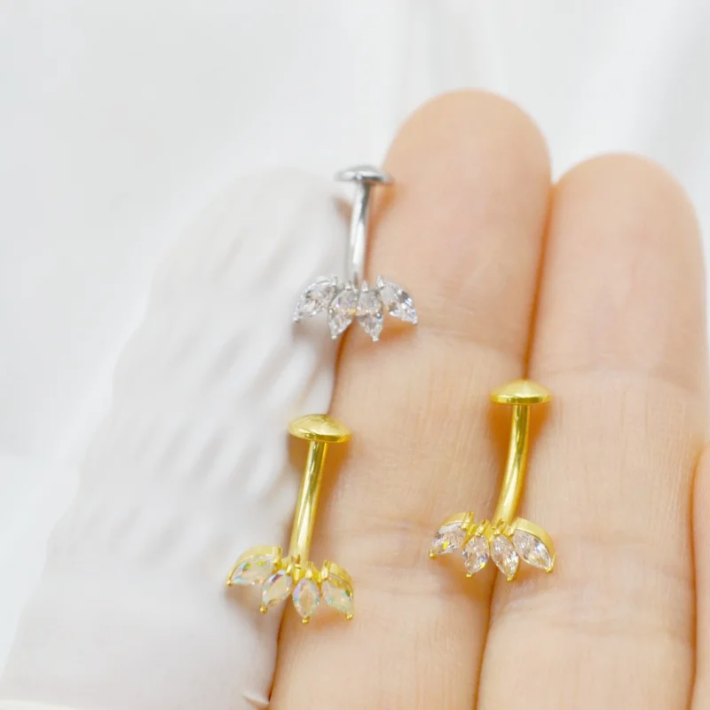

10PCS Surgical Steel 14G Navel Belly Button Bar Navel Rings Body Piercing Jewelry