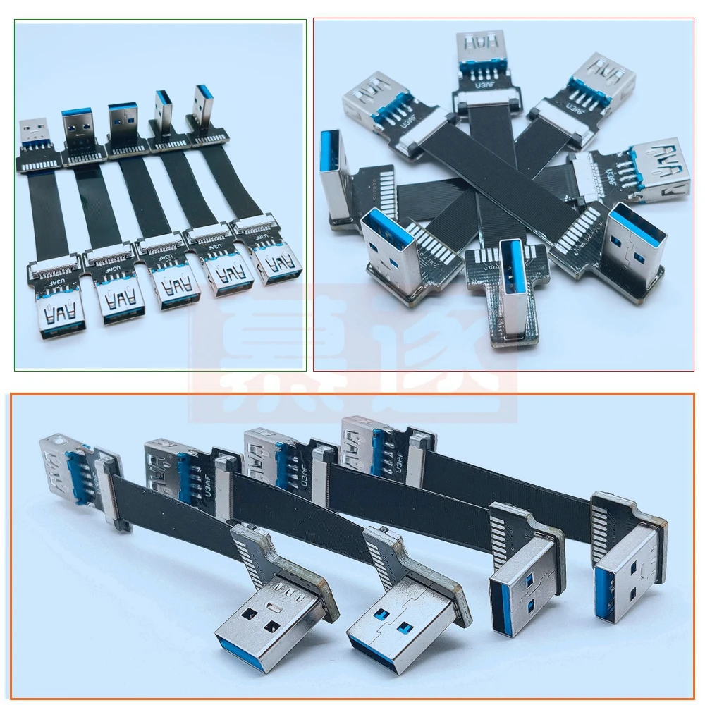 Flat usb3.0 male-to-female transfer FPC elbow usb extension line up and down left and right bend 90 degree USB connector