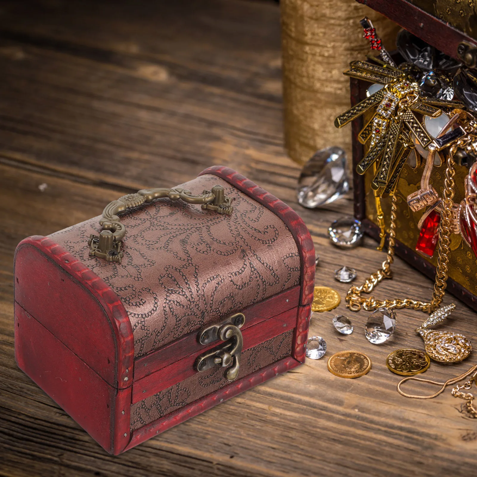 

2 шт. деревянная шкатулка для драгоценностей в винтажном стиле, органайзер для безделушек, ожерелье, серьги, чехол для хранения, ретро-декор, домашний дисплей для спальни