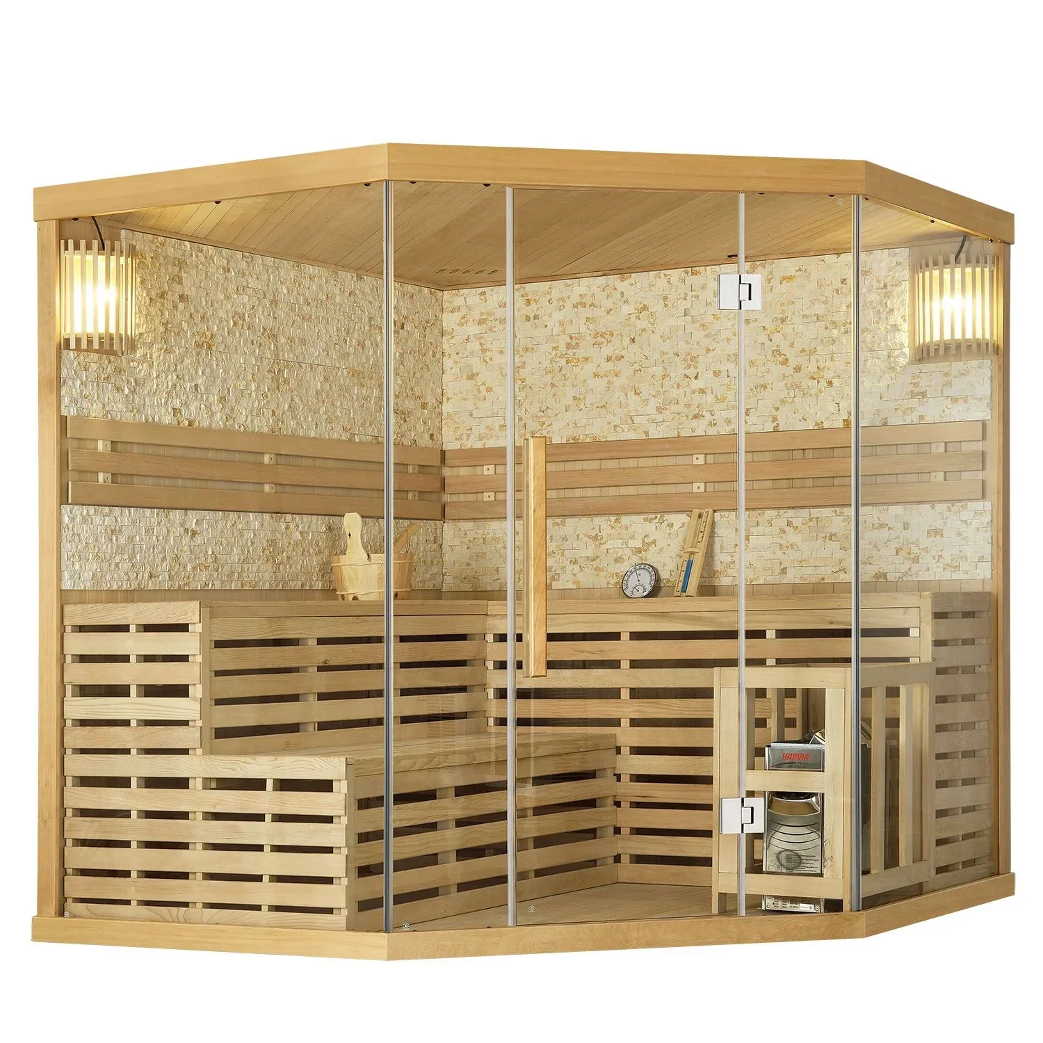 Home Use 6 Person Corner Indoor Wooden Steam Sauna Room Traditional Steam Sauna Room for Sale