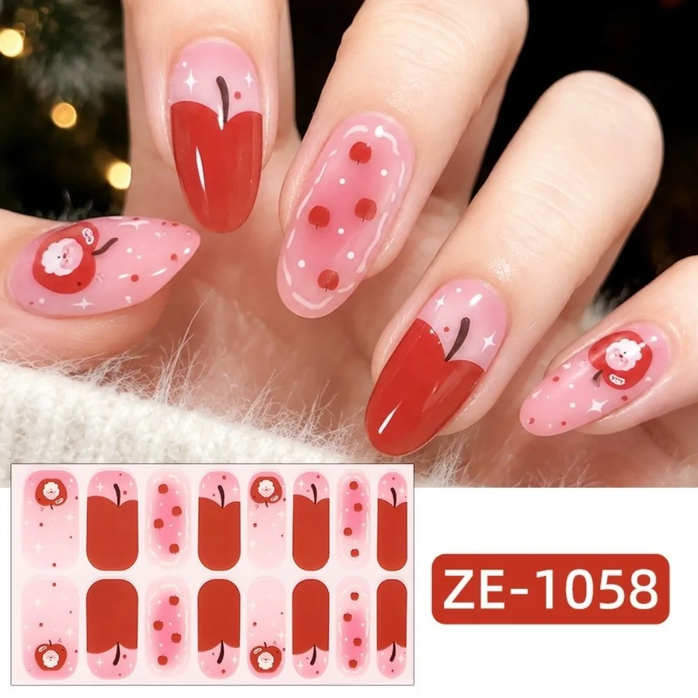 Nail Art Christmas Nail Sticker DIY UV Semi-cured Manicure Stickers Oval Press-On Self Adhesive Nail Decoration Stickers Women