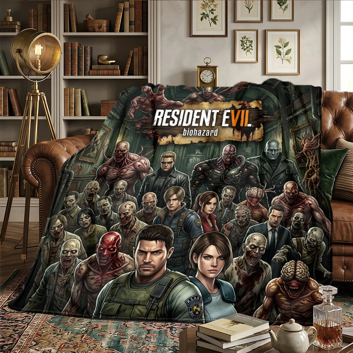Resident Evil Warm Printed Flannel Blanket - Comfortable, For Bedrooms, Travel -HE50