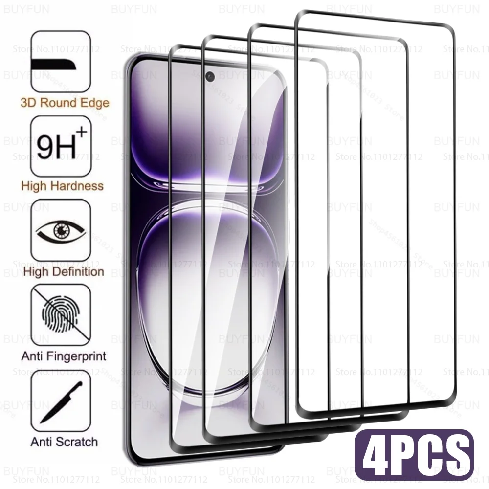 Reno12Pro Glass 4Pcs For Oppo Reno12 Pro Curved Tempered Glass OppoReno12 Reno 12 12Pro 5G Global Armor Phone Screen Protector