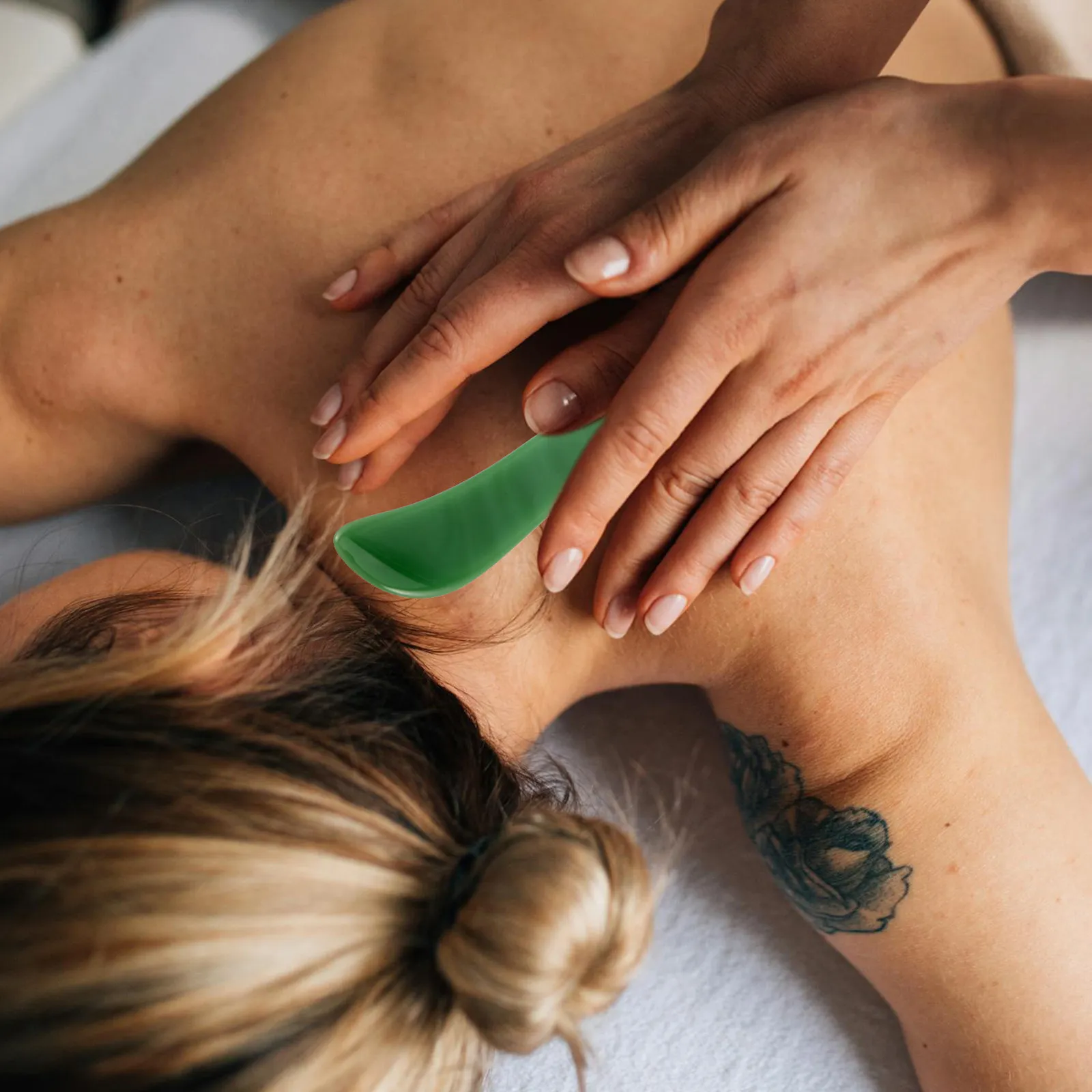 Deep -Shaped Jade Gua Sha Board for Facial Body Massage Eye Leg Slimming Puffiness Relief Circulation Brightening Skin