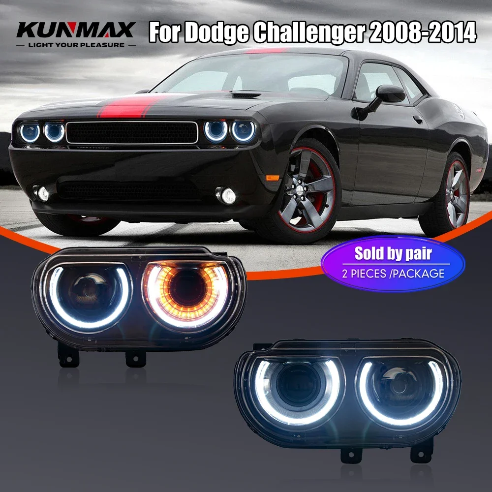

Пара светодиодных автомобильных фар в сборе для Dodge Challenger 2008-2014, передняя фара DRL, указатель поворота, фары Plug and Play