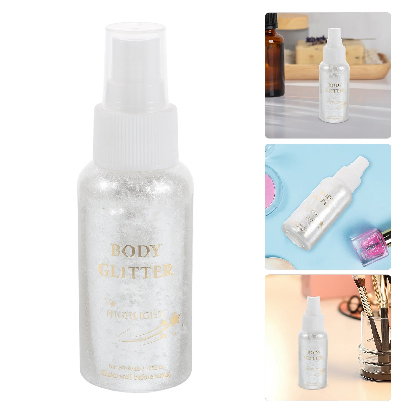 

Silver Glitter Body Spray Sparkling Glitter Spray for Face Hair Clothing Party Festival Rave Makeup Use Sparkly Hair Accessories