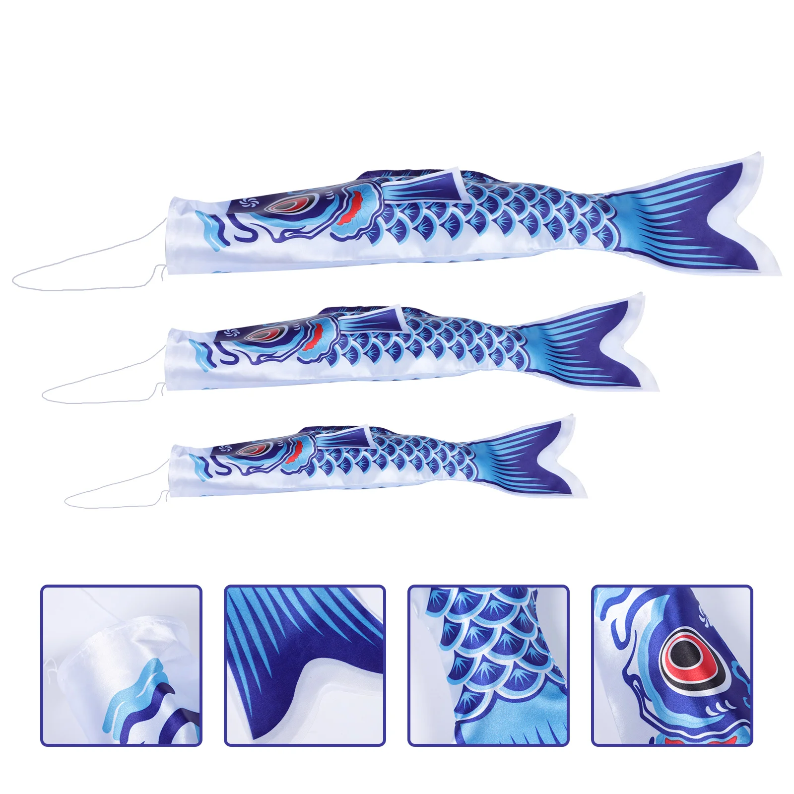 

3pcs Carp Shaped Decorative Windsock Flags Premium Polyester Outdoor Garden Home Decoration Children'S Day Wind Sock Delicate