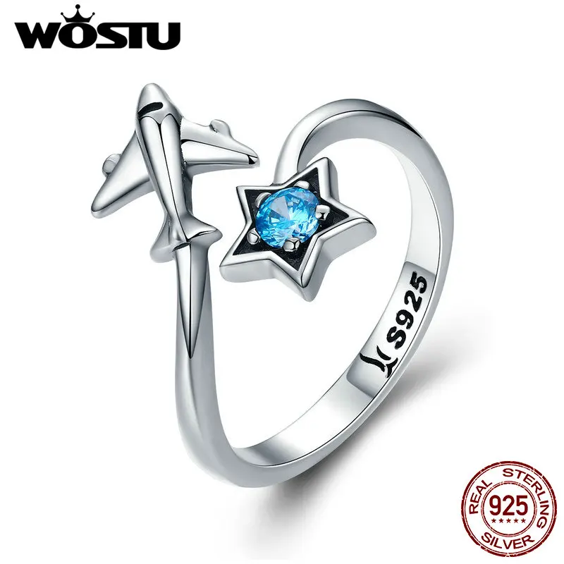 WOSTU 100% Real 925 Sterling Silver Faraway Rings For Women Party Jewelry Gift Clear CZ Adjusetable Rings CQR623