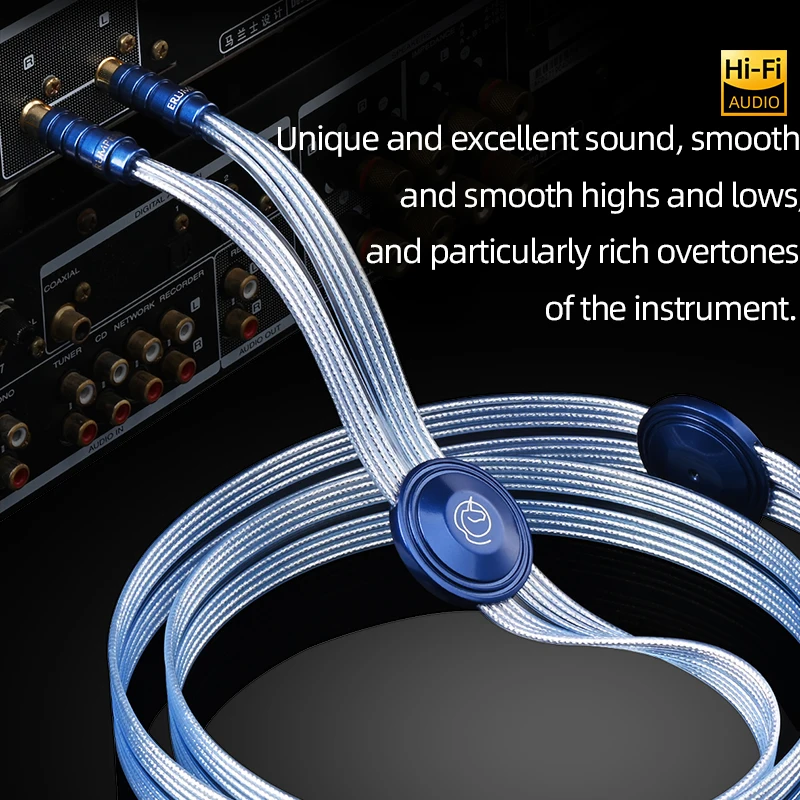 OCC Silver Plated HiFi RCA Audio Cable Square-shaped Flat Belt Structure 2RCA to 2RCA Interconnect Cable for CD Player Amplifier