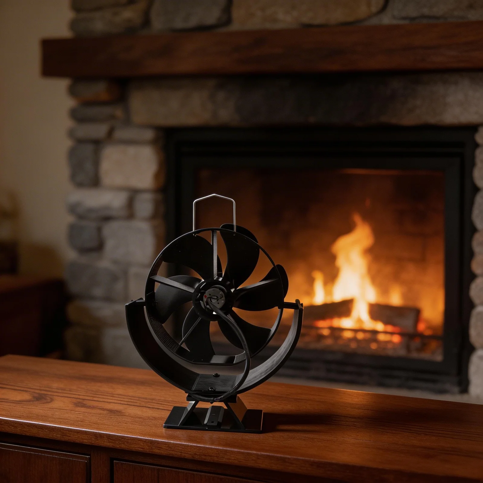 

Adjustable Fireplace Fan with Silent Operation and Metal Blades to Provide Even Heat Circulation and Energy Saving