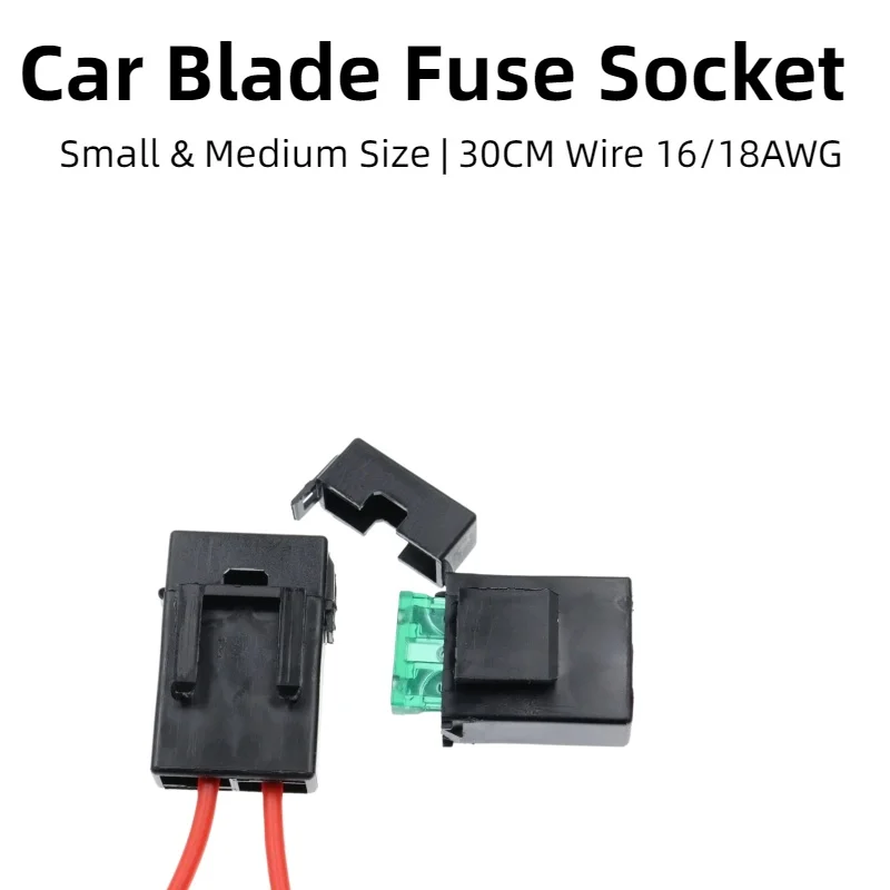 Auto Blade Fuse Holder Inline Socket Small/Medium ATO ATC Fuse Box 14/16/18/20AWG 30CM Wire 12V Car Motorcycle Boat Fuse Socket