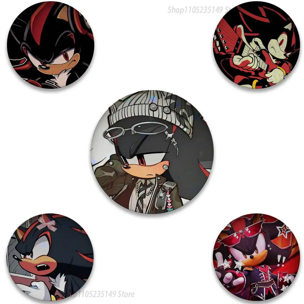 Shadows S-Sonics Hedgehog 58mm Round Cartoon Brooches Badge for Backpack Accessories Hat Decoration HD Print Handmade Gifts