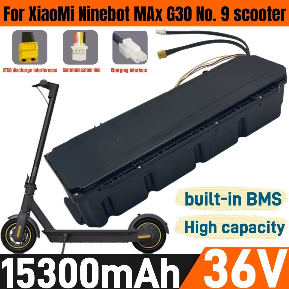 Paquete de batería de iones de litio de alta capacidad 36V 15300mAh 10S6P para Xiaomi Ninebot G30 MAX No. 9 baterías para scooter eléctrico