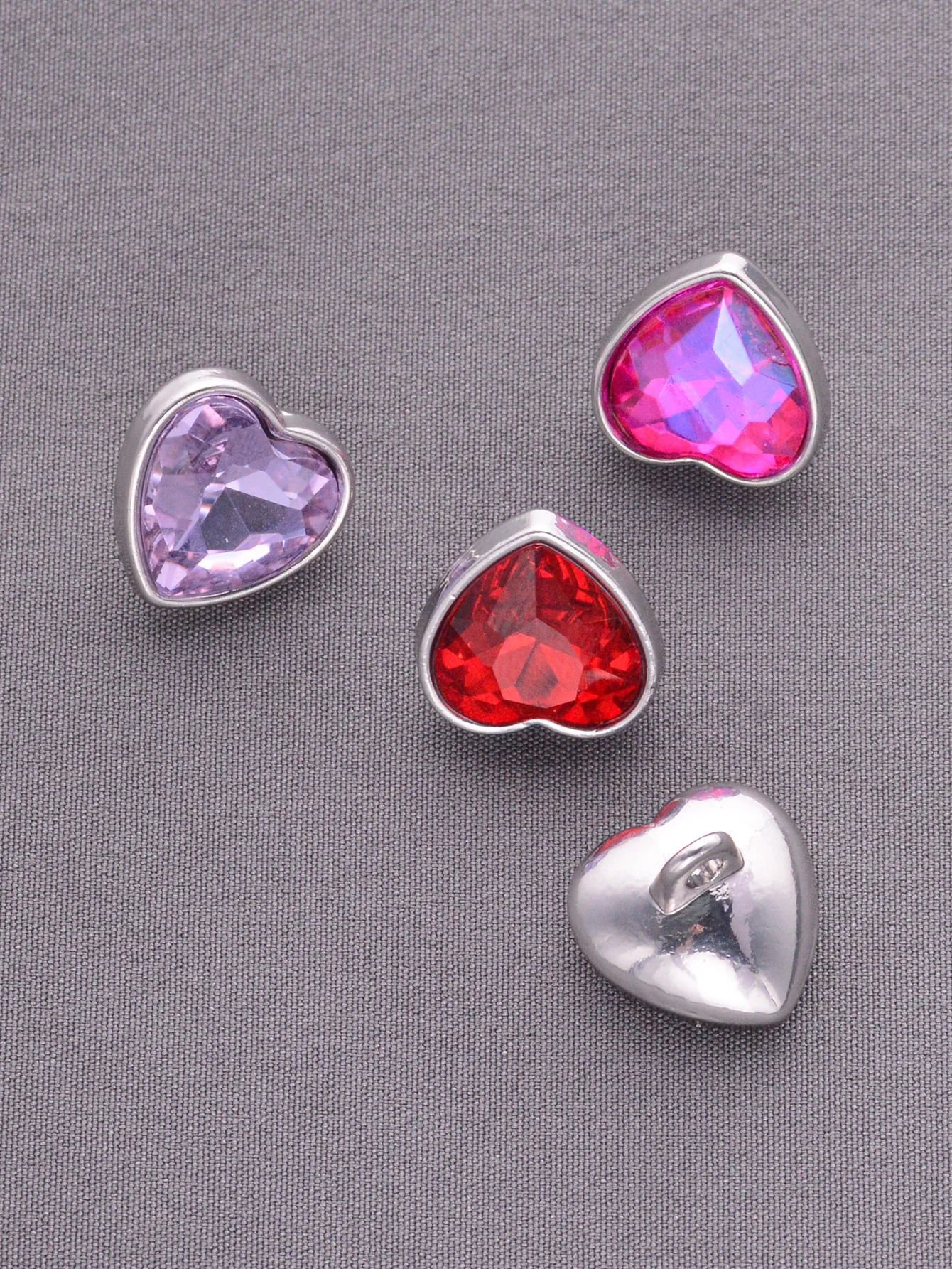 8pcs/pack 12mm Cute Heart Red Rhinestone Jewelry Buttons For Shoes Sweater Hats Coat DIY Decorative Home Accessories