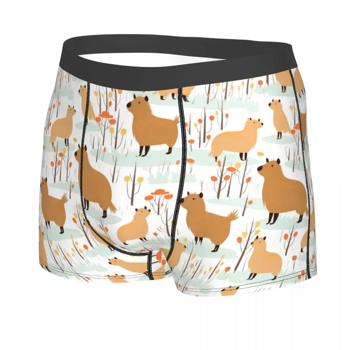 Custom Flat Pattern Of Capybaras And Trees Pattern Boxers Shorts Men Briefs Underwear Cool Underpants