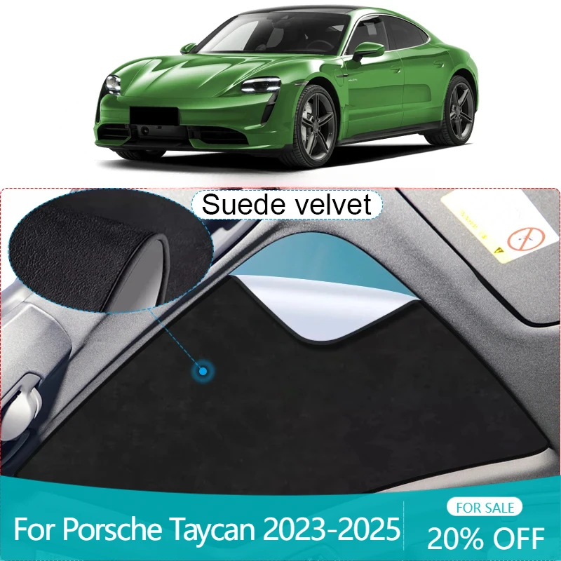 

For Porsche Taycan 2023-2025 Car Suede Fabric Electrostatic Adsorption Sunroof Sunshade Heat Insulation Skylight Auto Accessory