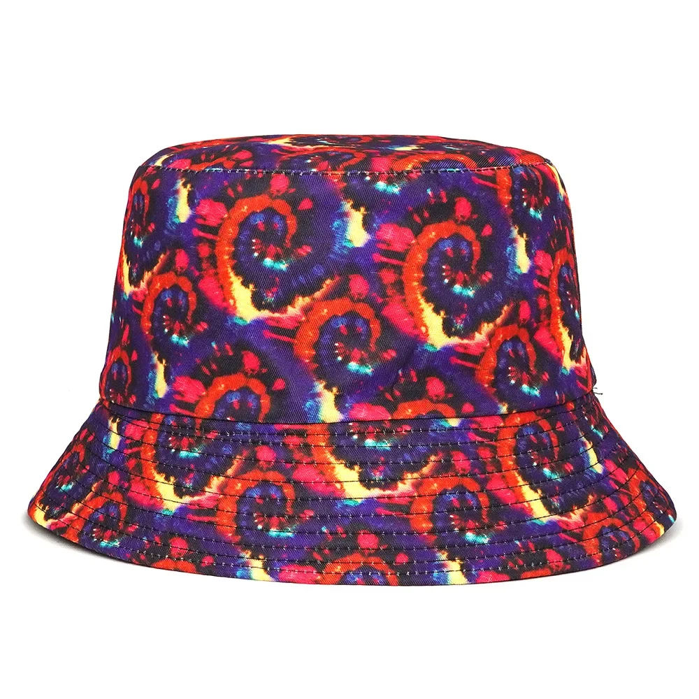 Summer Fisherman Cartoon Print Hat Reversible Cartoon Bucket Hats Women Men Street Hip Hop Bucket Cap Vintage Fishing Hat