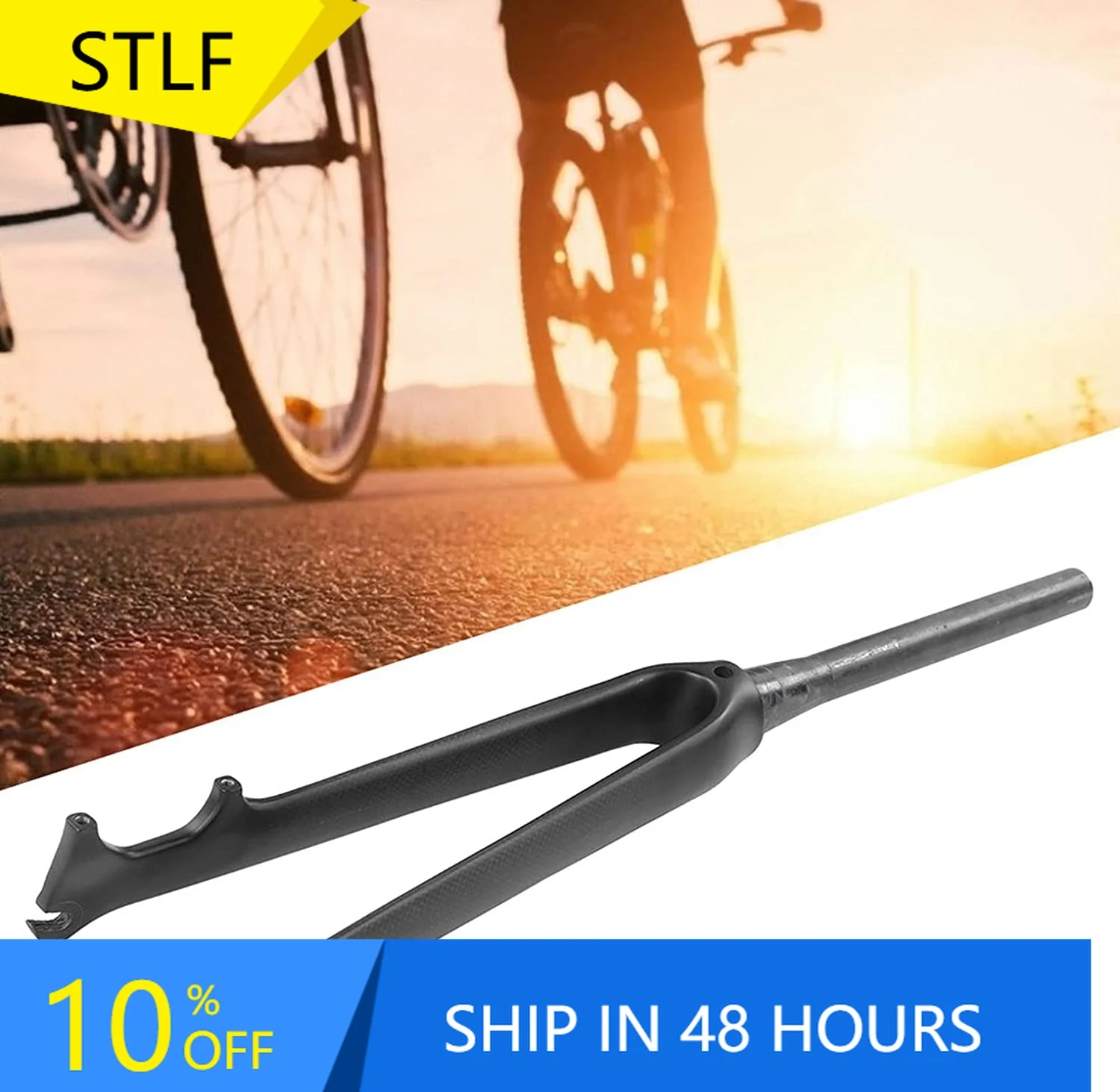 STLF Bike Front Fork, Real Carbon Fiber 3K Matte Road Bicycle Front Fork Disc Brake Top Tube Taper Pipe