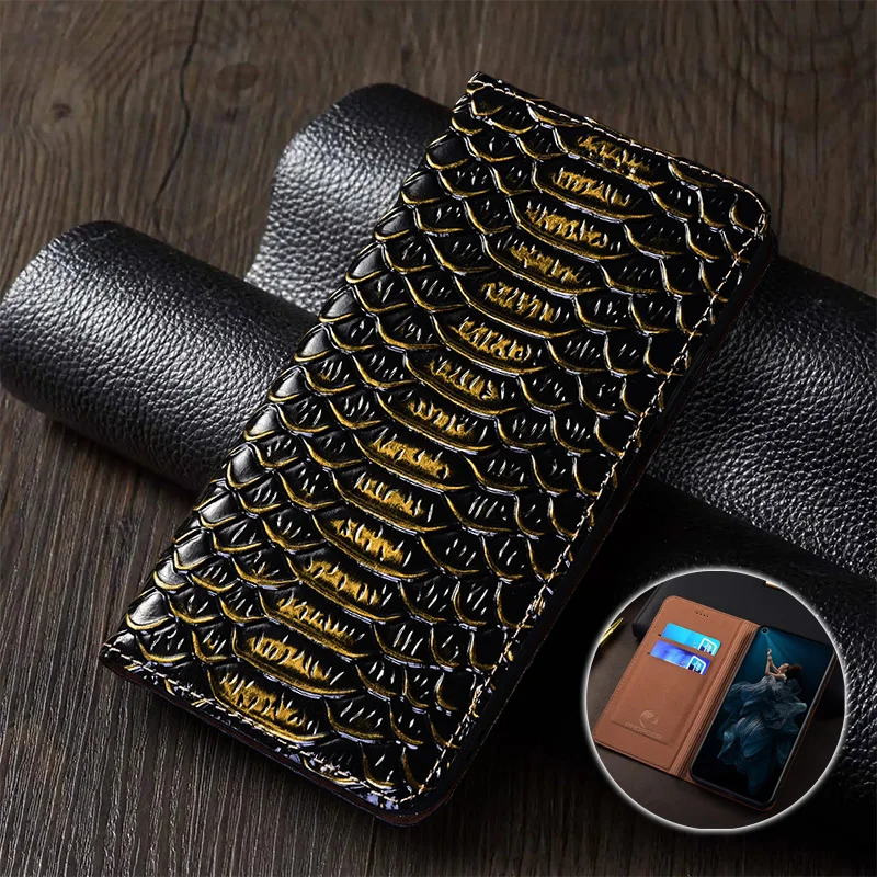 

Genuine Leather Flip Case For Oppo Find X8 X8S X9 Pro Plus Ultra Phone Cover Card Cases Dragon Scale
