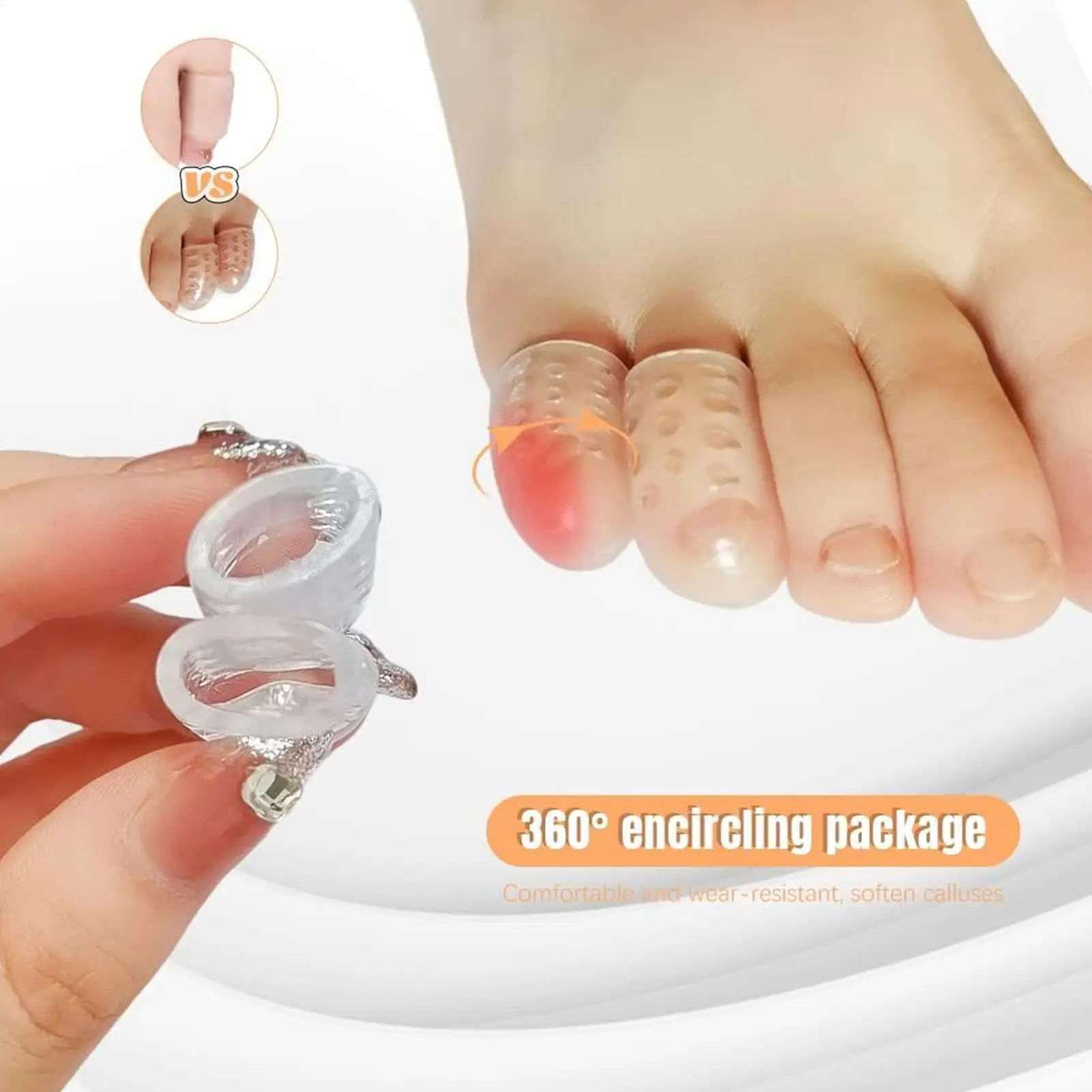 Silicone Finger Toe Caps Protector Cover Thumb Sleeve Breathable transparent Ultra thin toe wear protection cover Foot Care