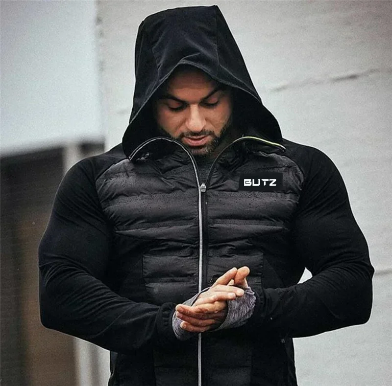 Winter Men Running Jacket Windproof Warm Hoodies Jogging Sports Coat Sportswear Training Exercise Workout Fitness Hooded Jackets