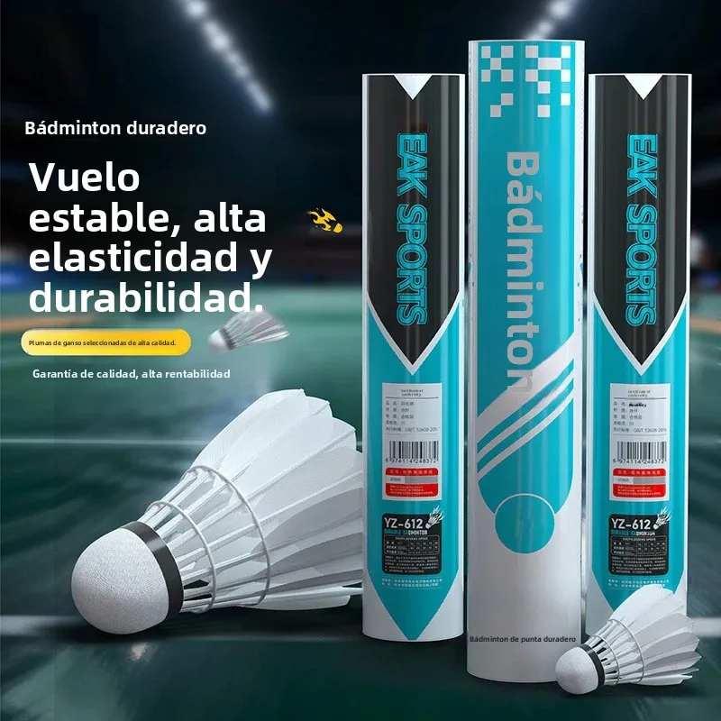 Juego de 12/6 Volantes de Bádminton para Clubes y Entrenamiento, Volante de Ganso Resistente al Viento, Pelota de Bádminton Duradera
