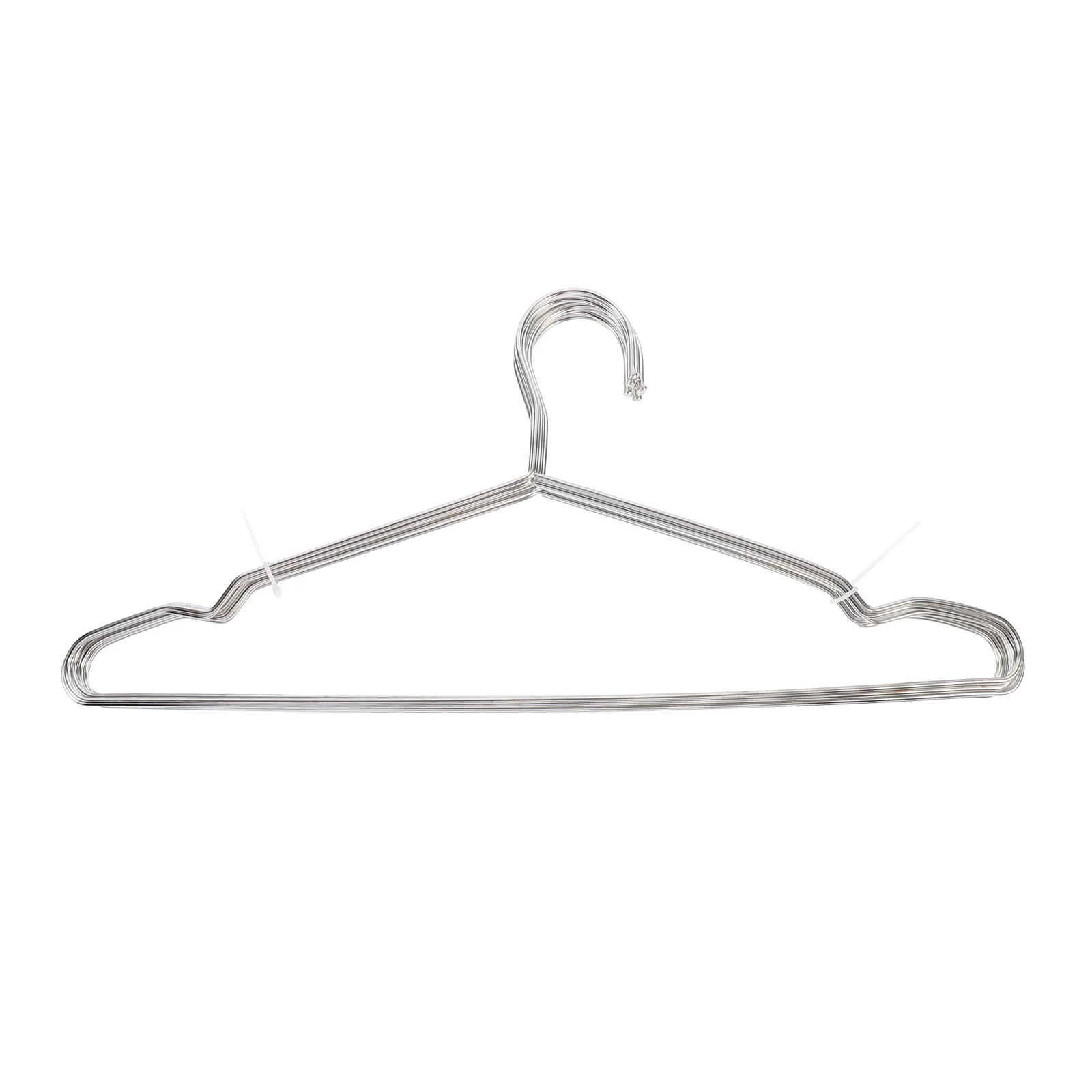 

10pcs Stainless Steel Heavy Duty Clothes Hangers Silver Flat Body Non-Slip Notches Anti-Rust Hooks For Suits Coats Jackets