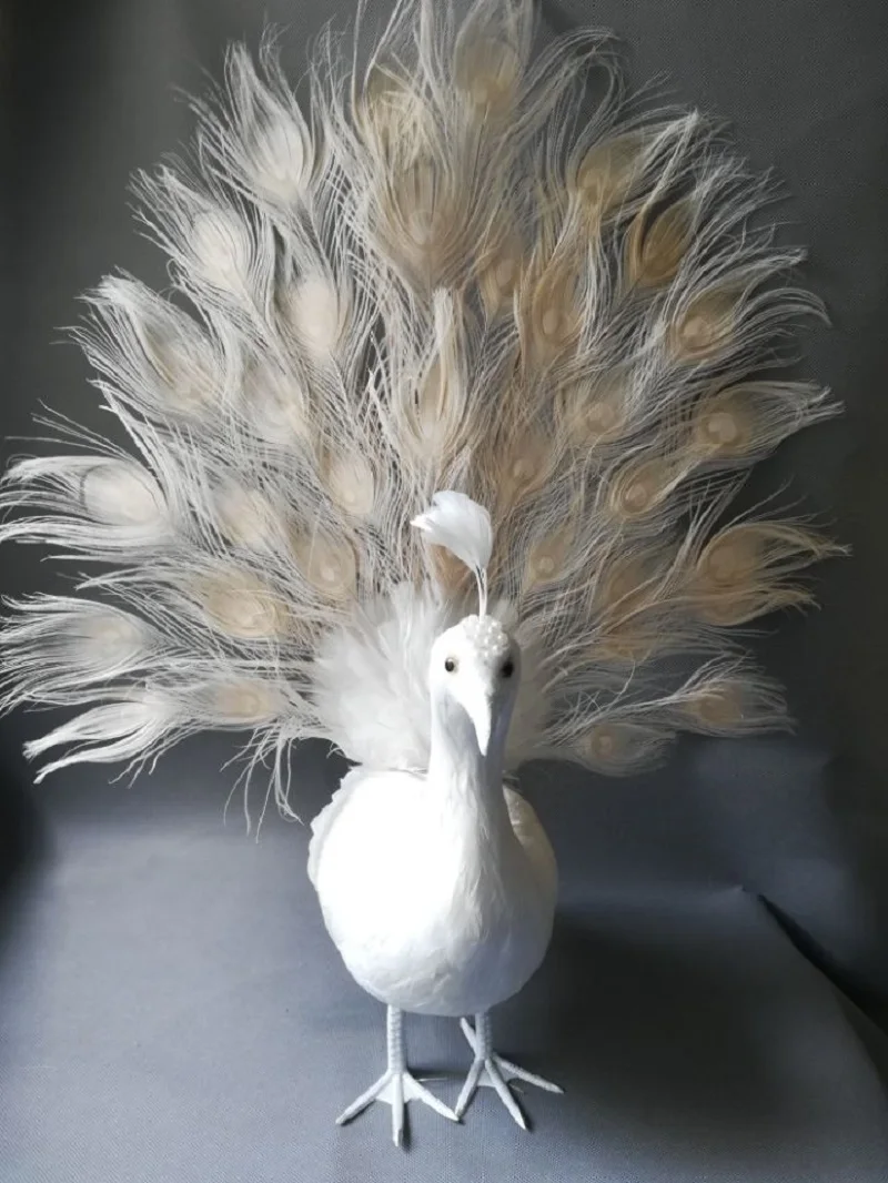 65x60cm Big Beautiful Simulation Peacock Model Gift White Foam And Feather Design A0082 Home Decor Approximately 2.5x2.4ft