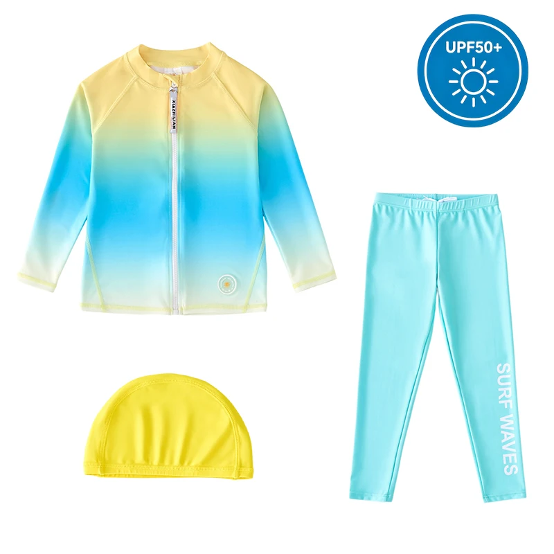 

Swimsuit for Girls Boys Long Sleeve Rash Guard Swimming T Shirt and Pants UPF50 UV Protection Children's Swimwear Bathing Suit