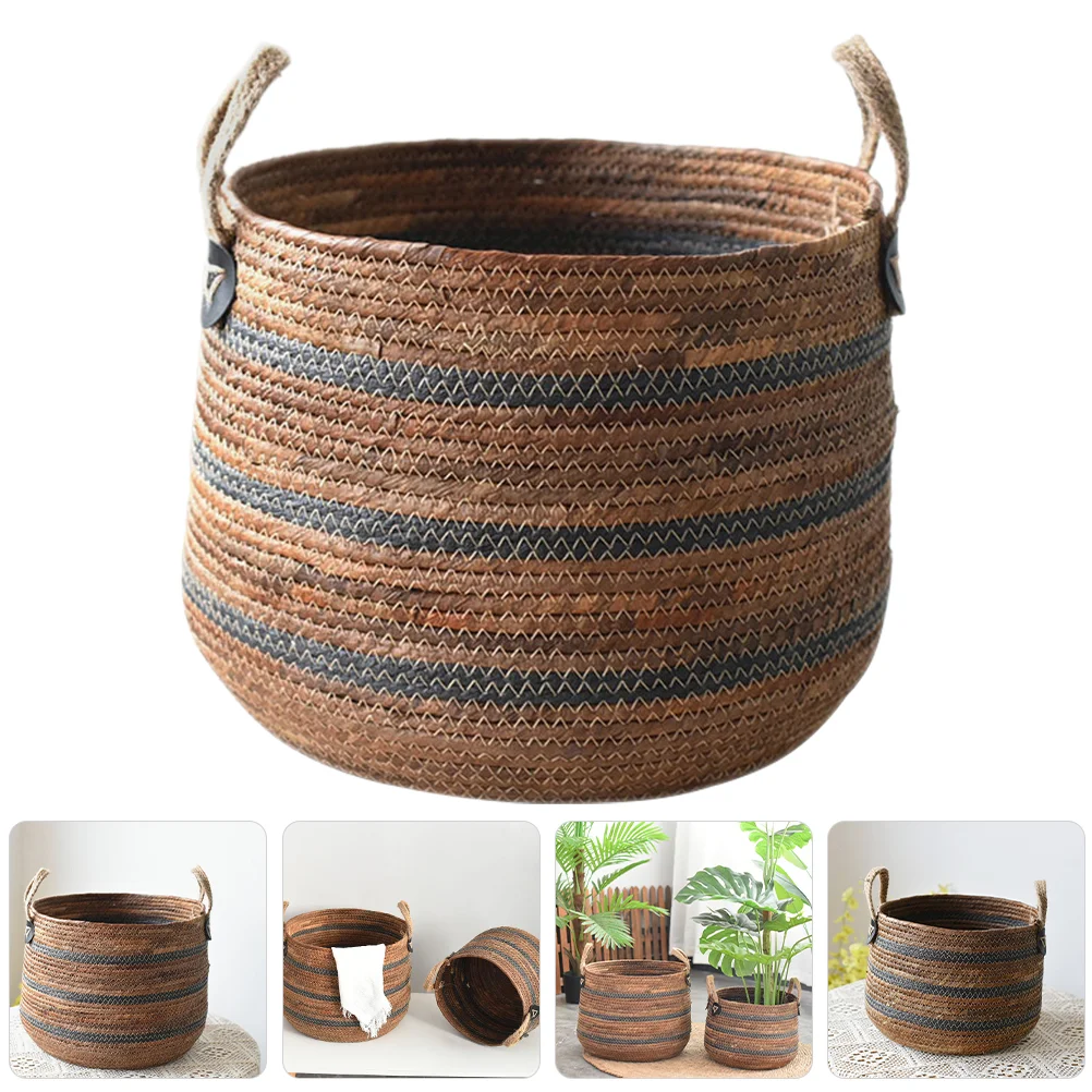 

1PC Mini Laundry Basket Straw Woven Storage Hamper Home Decor Toy Clothes ganizer Elegant Woven Basket