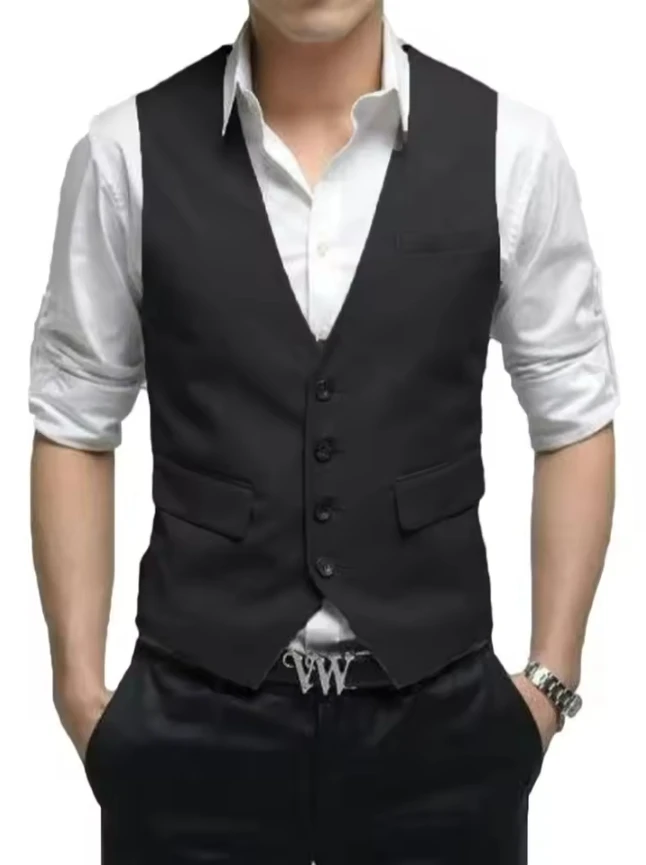 Gilet da uomo a spina di pesce Abito da lavoro per uomo Gilet da uomo classico maschile Gilet nero Abito da uomo Abiti di tweed Abbigliamento formale