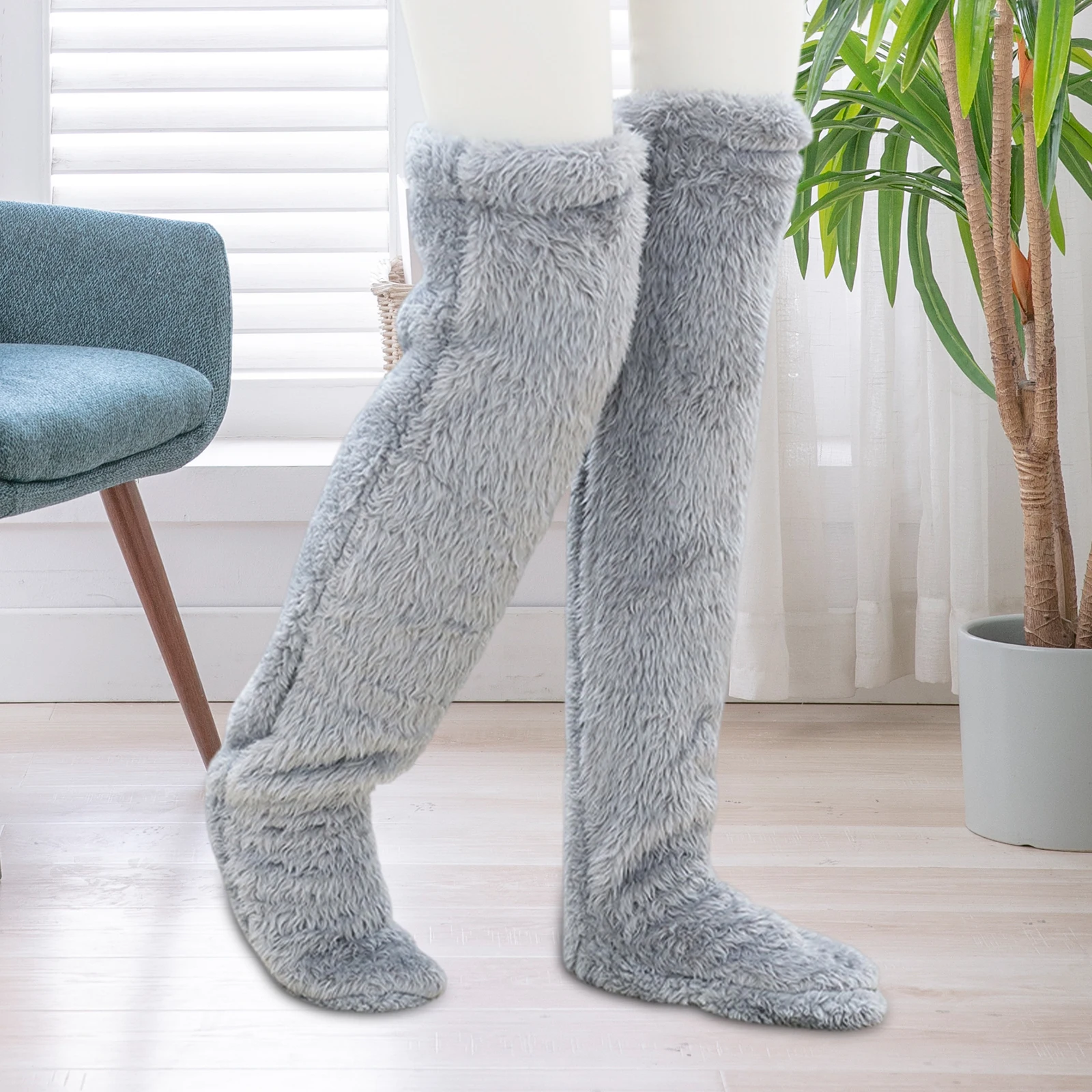 Oberschenkel hohe Socken Plüsch Beinlinge Beins trumpf Kostüm Fuß wickel über Knie Fuzzy Socken Pantoffels trümpfe für Frauen Kinder