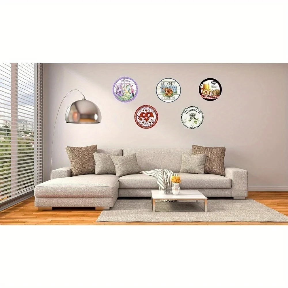1pc Vintage Morris Round Metal Tin Sign Aluminum Rustic Wall Hanging Multipurpose No Electricity Required with Pre Drilled Hole