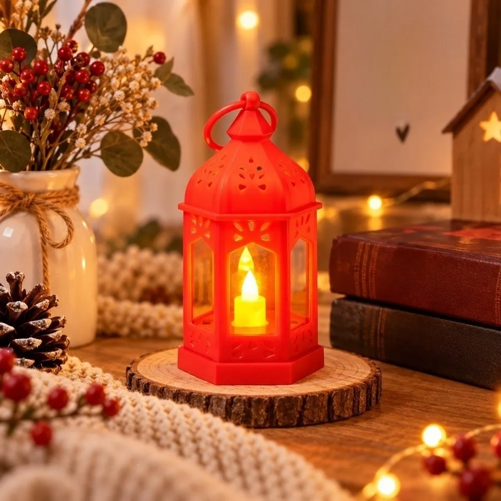 Retro Christmas LED Candle Light Warm Light with Hook New Year Hanging Small Lights Flameless Halloween Mini Square Night Lights