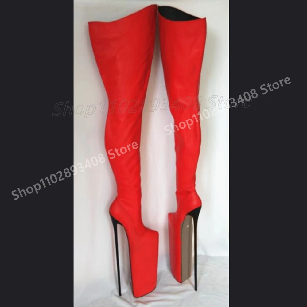 

Sexy Red Waterproof Dance Over the Knee Boots New Extreme Stiletto High Heel Fashion Sexy Women Shoes 2025 Autumn Para Mujere