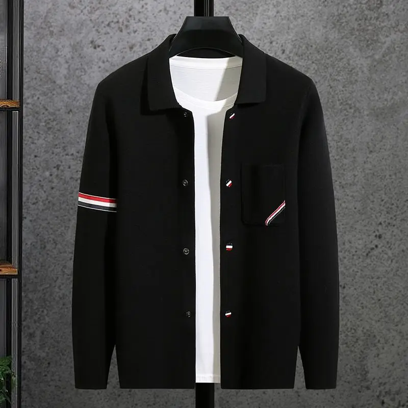 

Collar knitted cardigan men's 2024 spring and autumn new Korean style trendy sweater casual thick warm outerwear jacket