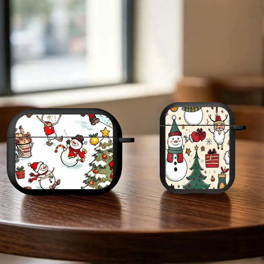 Case For Airpods 5 1 2 Pro2 Pro Pro3 3 4 Earphone Cases Cover With Hook Cartoon Christmas Tree Pattern