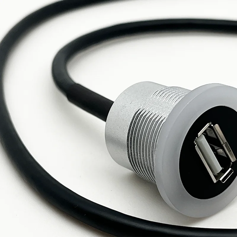 USB connector socket  Car Dash Board Mount USB2.0 Female A to Male A circle light with extention cable(60cm,150cm,200cm)