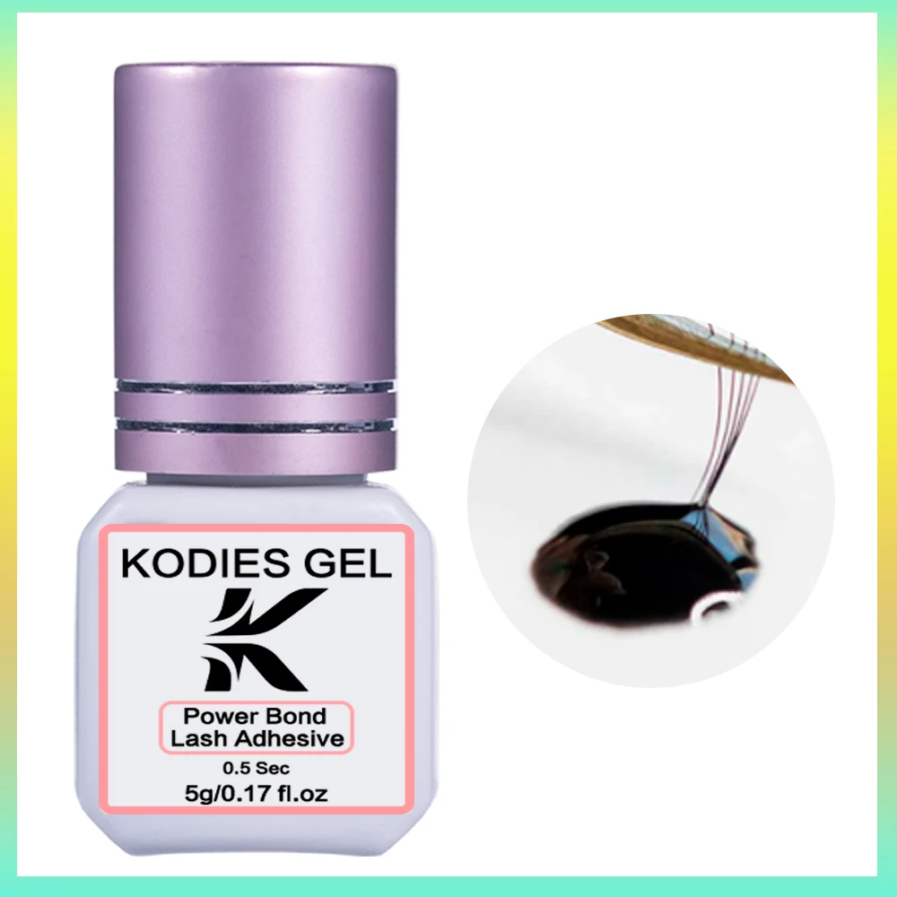 KODIES GEL NEW Powder Bond Eyelash Glue Extension Adhesive Supplies 5ML 0.5s Extremely Strong Retention Black Lash Glue Lifting