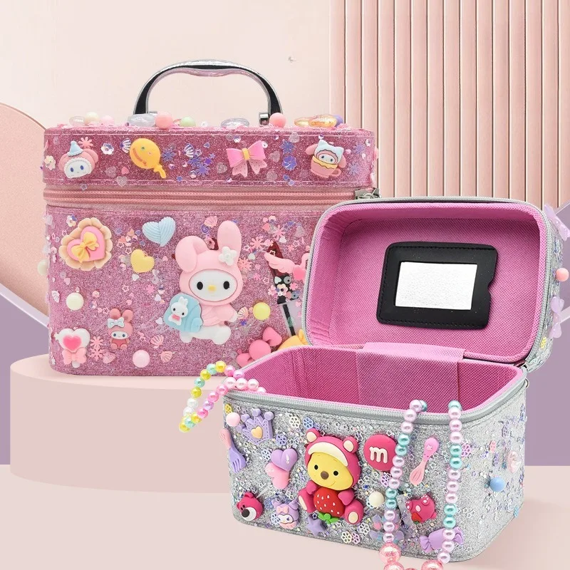 

Sanrio Kawaii Kuromi блестящий чемодан принцессы ручной работы для детей DIY художественные ремесленные материалы сумка ролевые игры косметичка подарок на день рождения