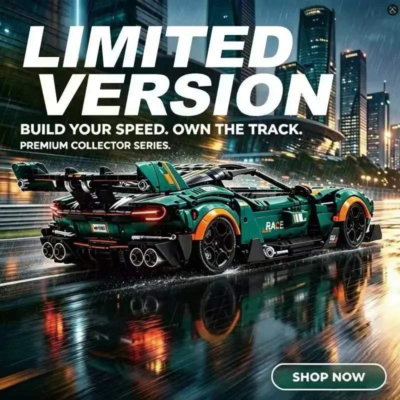 GULY 10647 Limited Color Scale 1:8 Supercar Building Block Puzzle Assembled Toys Sets Adult Holiday Birthday Gifts